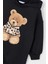 Kız Çocuk Ayı Baskılı Kapüşonlu Sweatshirt Elbise - Siyah 3