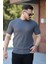 Erkek Bisiklet Yaka Örgü Desenli Kısa Örme Triko Kısa Kollu T-Shirt 1