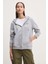 Kadın Gj Fermuarlı Kapüşonlu Sweatshirt - Gri Melanj 1