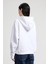 Kadın Oversize Kapüşonlu Nakış Logolu Sweatshirt - Beyaz 2