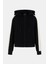 Kadın Fermuarlı Kapüşonlu Logolu Sweatshirt - Siyah 5