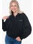 Kadın Fermuarlı Yarım Balıkçı Sweatshirt - Siyah 1