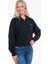 Kadın Fermuarlı Yarım Balıkçı Sweatshirt - Siyah 3