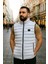 Beyaz Fermuarlı ve Cepli Polyester Standard Fit Erkek Rüzgar Geçirmez Şişme Yelek 1