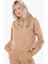 Kadın Scuba Fermuarlı Kapüşonlu Logolu Sweatshirt - Bej 1
