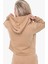Kadın Scuba Fermuarlı Kapüşonlu Logolu Sweatshirt - Bej 2