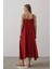 Askılı Uzun Çan Elbise - Bordo 3