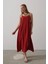 Askılı Uzun Çan Elbise - Bordo 4