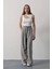 Pileli Bağcıklı Oversize Pantolon - Gri 3