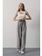 Pileli Bağcıklı Oversize Pantolon - Gri 4