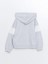 Lcw Kids Gri Kapüşonlu Baskılı Uzun Kollu Kız Çocuk Fermuarlı Sweatshirt 3
