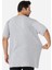 Erkek Gri V Yaka Kısa Kollu Büyük Beden Basic Tişört %100 Pamuklu Penye 4