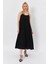 Askılı Uzun Çan Elbise - Siyah 1