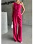 Tek Kol Yelek - Pantolon Takım Atlas - Fuşya 3