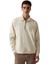 Erkek Dik Yakalı Fermuarlı Aplikeli Sweatshirt - Krem 1