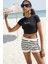 Nepo Baskılı Crop Siyah T-Shirt 3