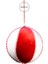 Yılbaşı Süsü Ip Şeritli Top Kırmızı Beyaz 15 cm 2