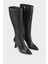 Siyah Deri Kadın Topuklu Çizme 2