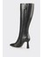 Siyah Deri Kadın Topuklu Çizme 3