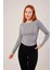 Yaka Detay Uzun Kollu Basic Gri Bluz 4