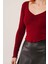 Geniş Yaka Bordo Basic Body Bluz 3