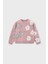 Kız Çocuk Çiçek Desenli Jakar Triko Kazak - Pudra Pembe 1
