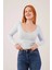Geniş Yaka Bebe Mavisi Basic Body Bluz 1