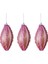 Yılbaşı Süsü Dalgalı Simli Oval 3'lü Top Pembe 11 cm 1