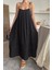 Siyah Askılı Müslin Elbise 4