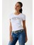 Kadın Işlemeli Logolu Slim Fit T-Shirt - Beyaz 1