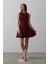 Fiyonk Detay Sıfır Kollu Mini Elbise - Bordo 1