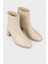 Ekru Deri Kadın Klasik Bot 2