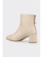 Ekru Deri Kadın Klasik Bot 3