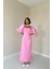 Pembe Işlemeli Kolu Garnili Elbise 1