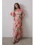 Yandan Bağlamalı Desenli Elbise - Pembe 1