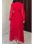 Kırmızı Bel Detaylı Elbise 4