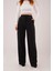 Yüksek Bel Bol Paça Krep Siyah Pantolon 2