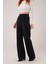 Yüksek Bel Bol Paça Krep Siyah Pantolon 4