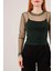Transparan Yeşil Tül Basic Bluz 2