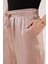 Parlak Görünümlü Cepli Bej Bol Paça Pantolon 3