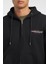 Erkek Gj Fermuarlı Kapüşonlu Logolu Sweatshirt - Siyah 4