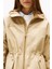 Kadın Kapüşonlu Beli Büzgülü Parka - Bej 4