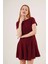 Önden Dikiş Detaylı Çan Model Bordo Elbise 3