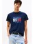 Erkek Slim Fit Grafik Baskılı T-Shirt - Lacivert 1
