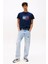 Erkek Slim Fit Grafik Baskılı T-Shirt - Lacivert 2