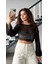 Siyah Merserize Crop Bluz 1