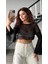 Siyah Merserize Crop Bluz 3