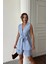 Keten Yelek - Şort Takım - Mavi 2