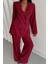 Modal 4 Düğme Astarsız Ceket - Pantolon Takım - Bordo 3