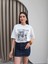 Kadın Oversize Kısa Kollu Baskılı %100 Pamuk T-Shirt 2